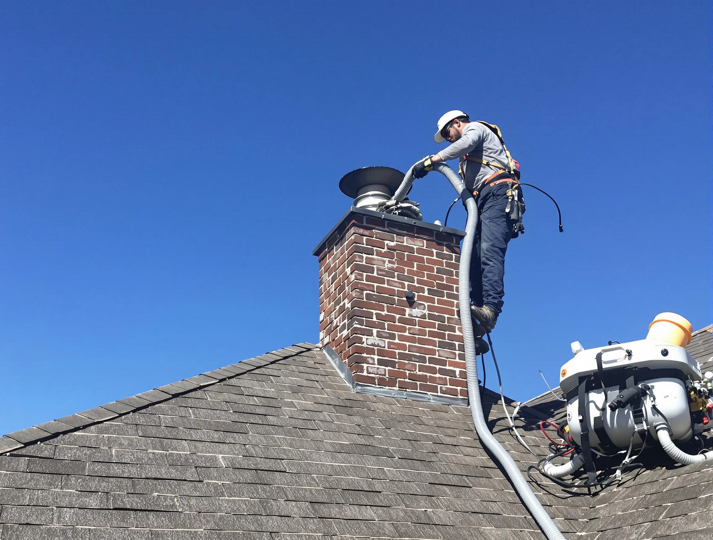 Dedicated Irondale Chimney Sweep team member cleaning a chimney in Irondale, GA