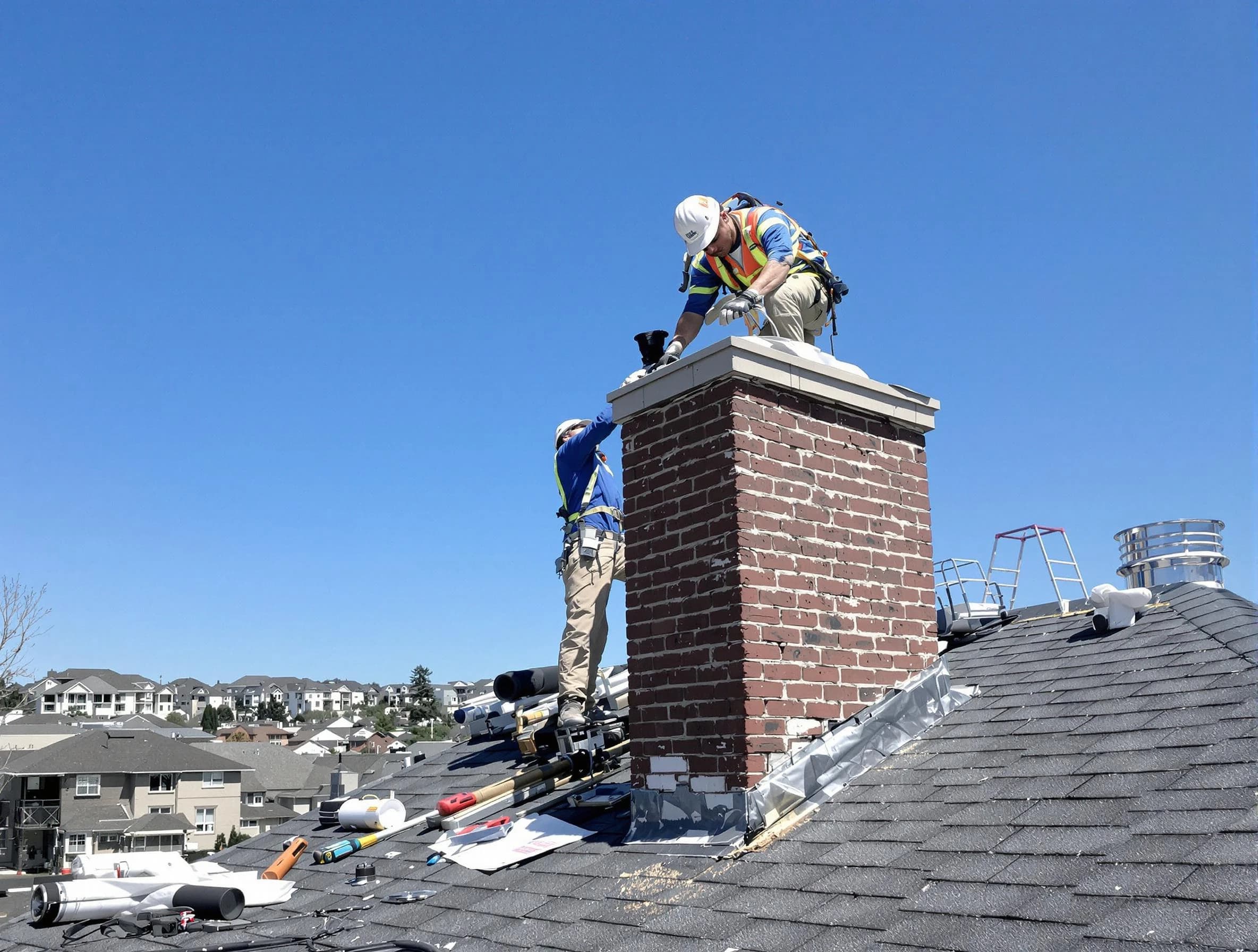 Irondale Chimney Sweep repairing a chimney crown in Irondale, GA