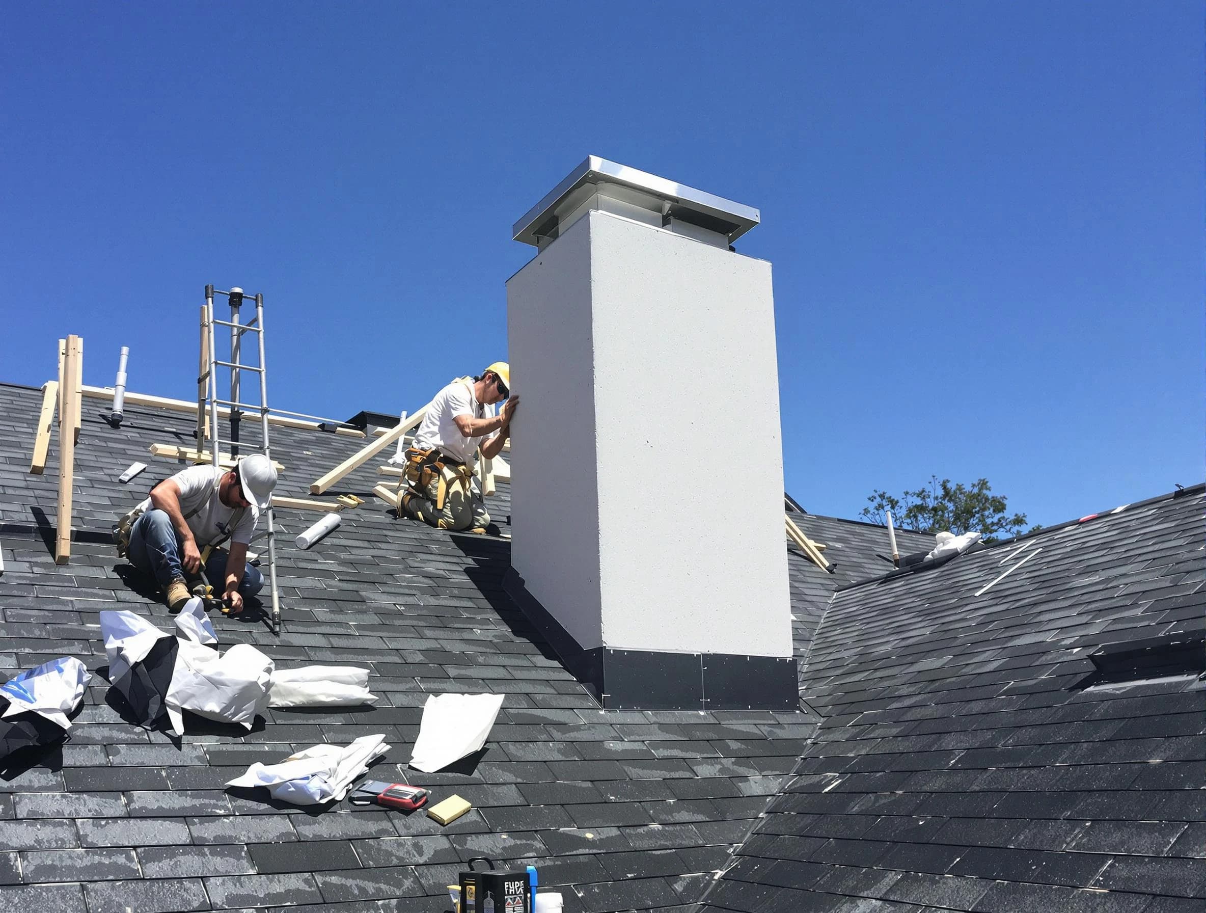 Irondale Chimney Sweep crew installing a new chimney in Irondale, GA