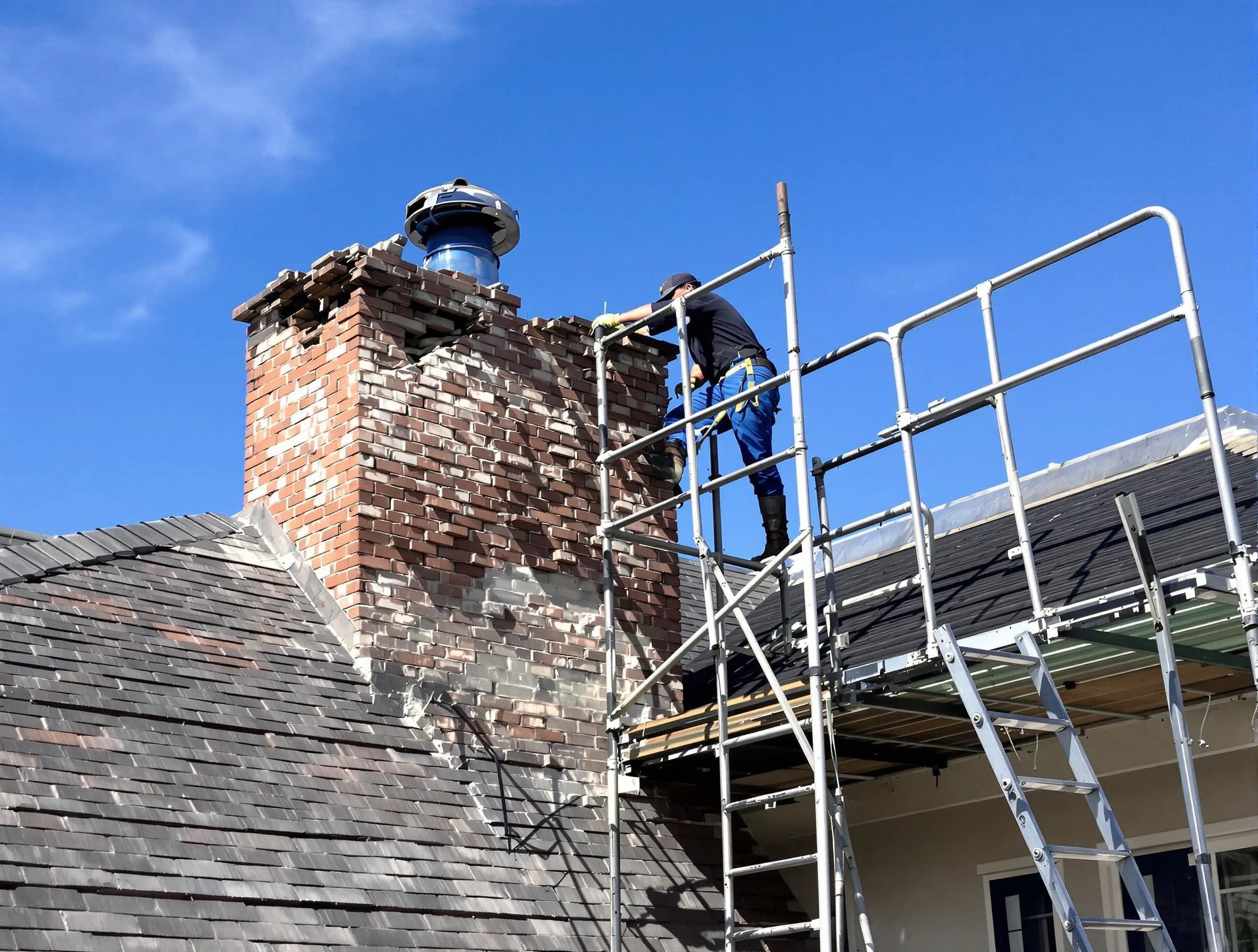 Rebuilding a chimney structure by Irondale Chimney Sweep in Irondale, GA