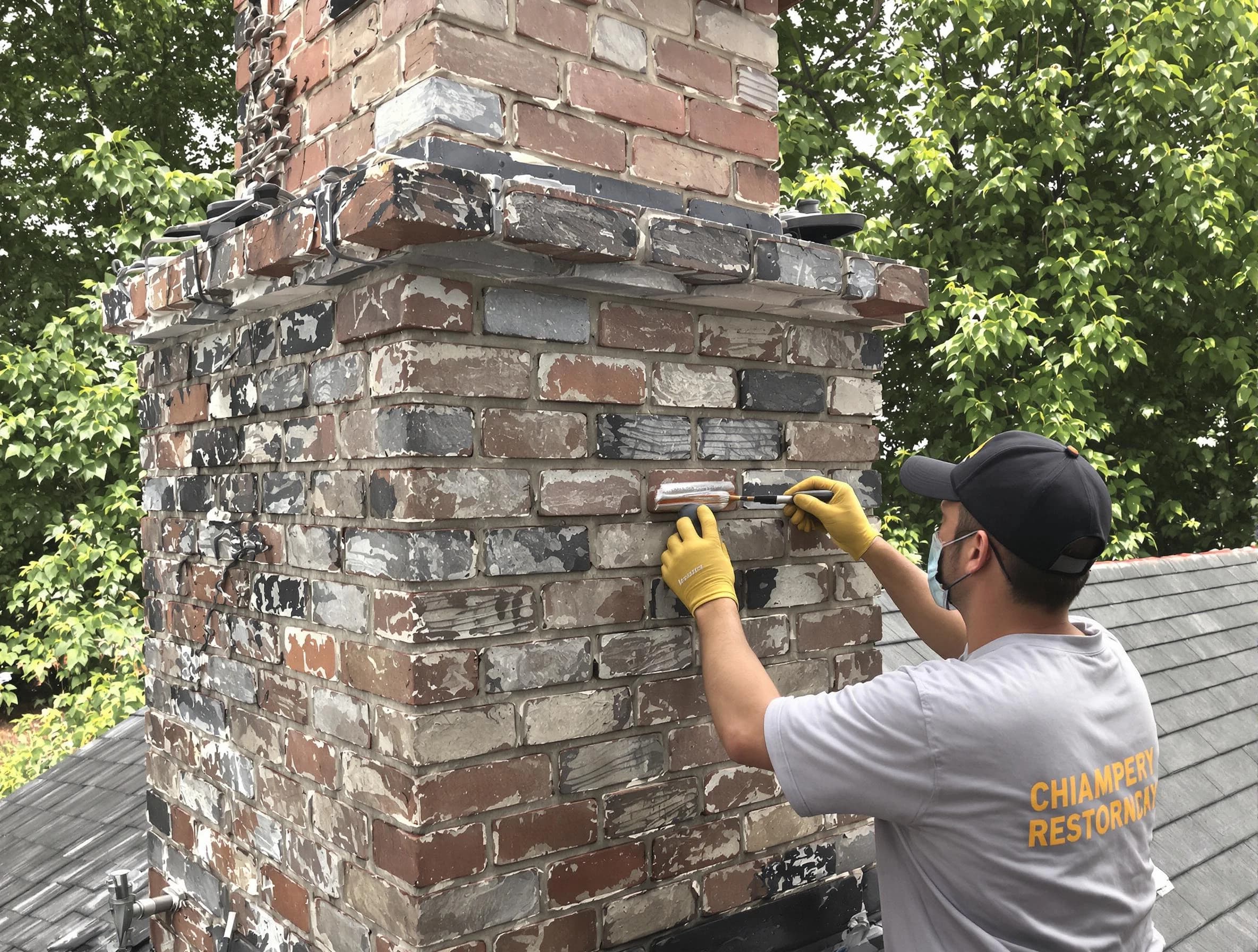 In-progress chimney restoration by Irondale Chimney Sweep in Irondale, GA