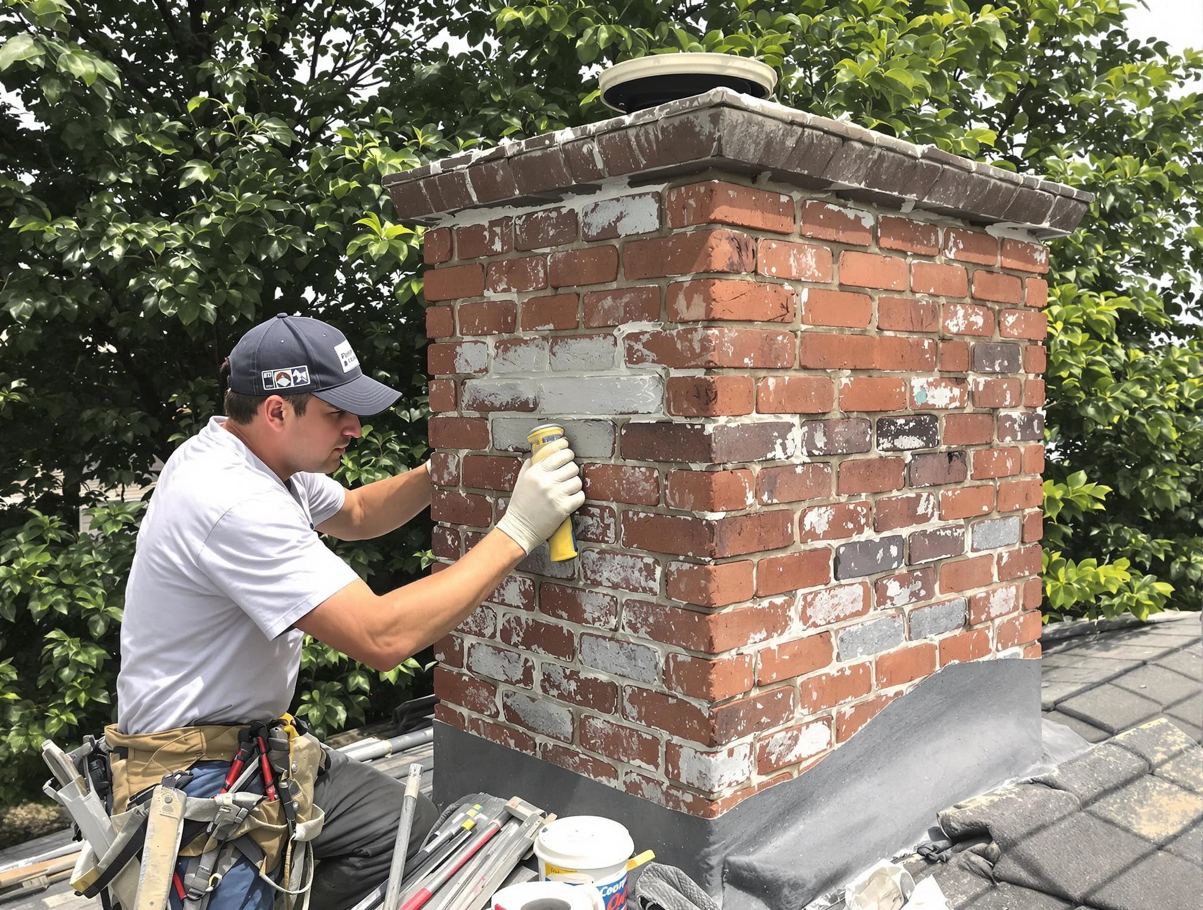 Irondale Chimney Sweep restoring an aging chimney in Irondale, GA