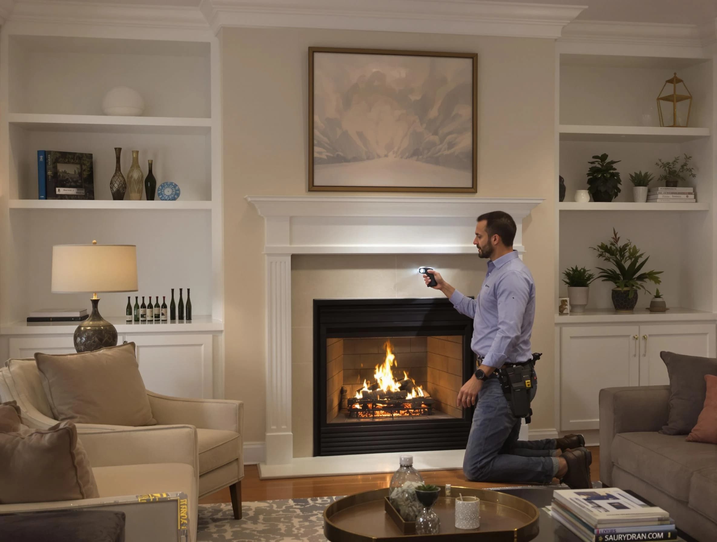 Irondale Chimney Sweep conducting a fireplace safety inspection in Irondale, GA