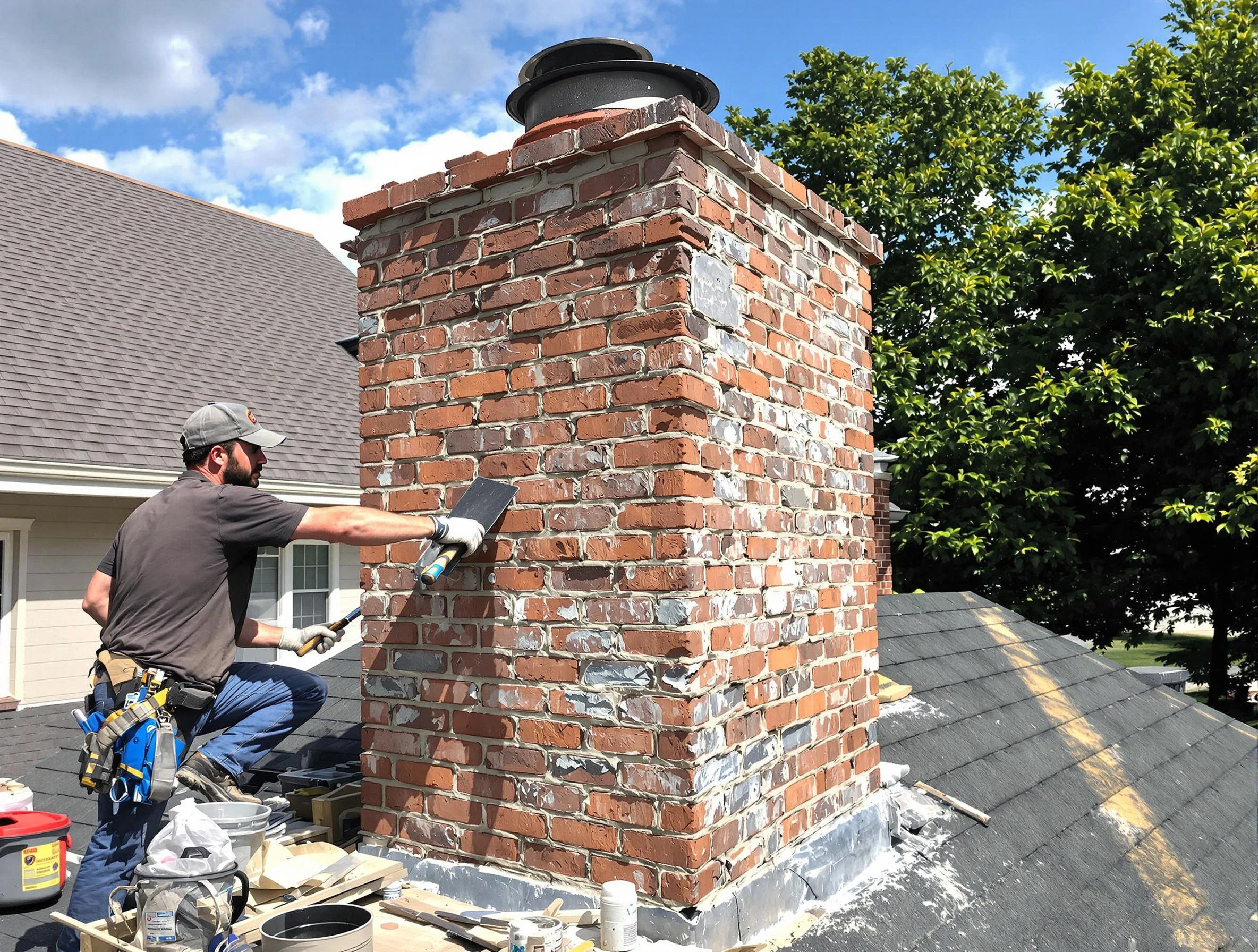 Completed chimney rebuild by Irondale Chimney Sweep in Irondale, GA