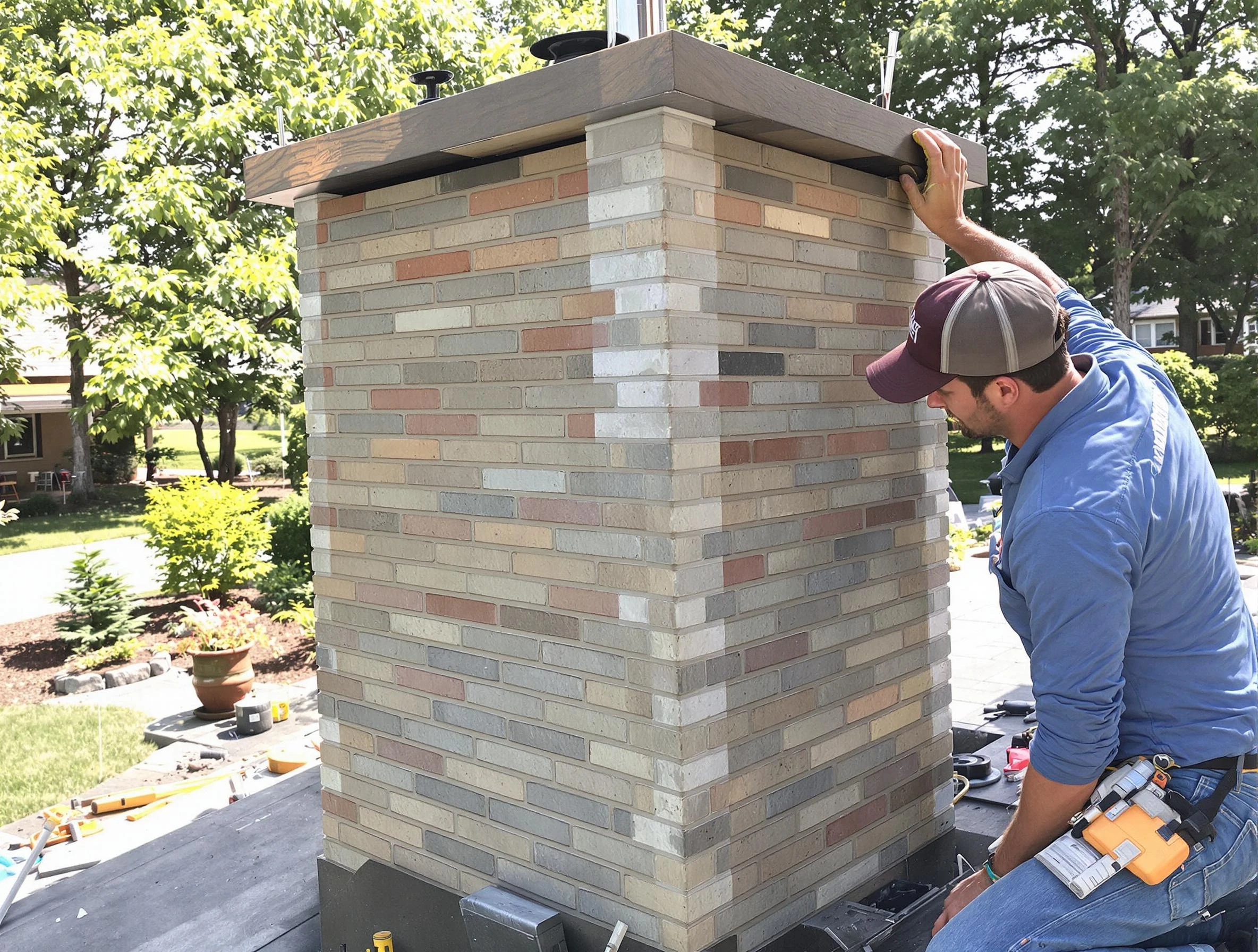 Irondale Chimney Sweep completing a modern chimney remodel in Irondale, GA