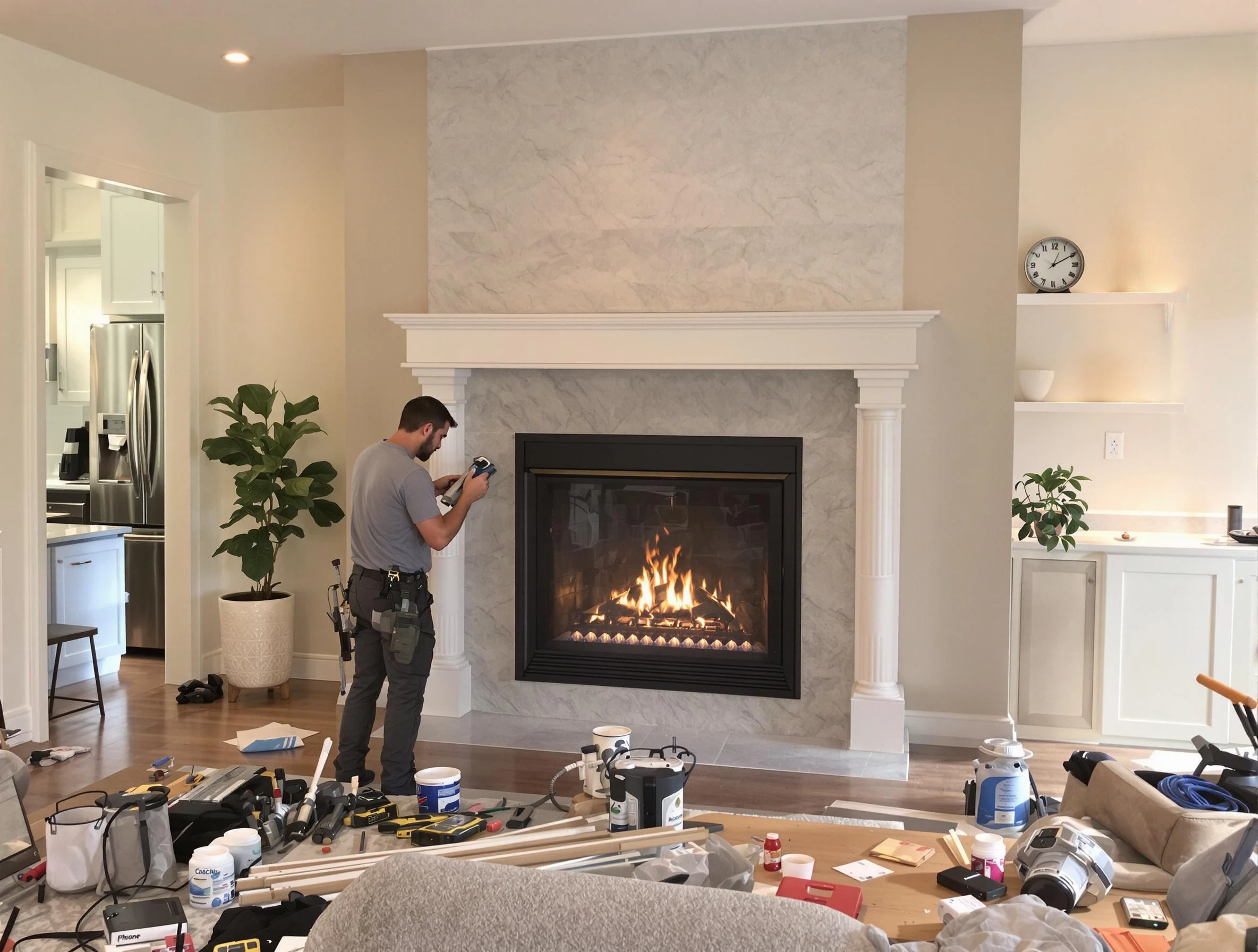 Newly installed fireplace by Irondale Chimney Sweep in Irondale, GA
